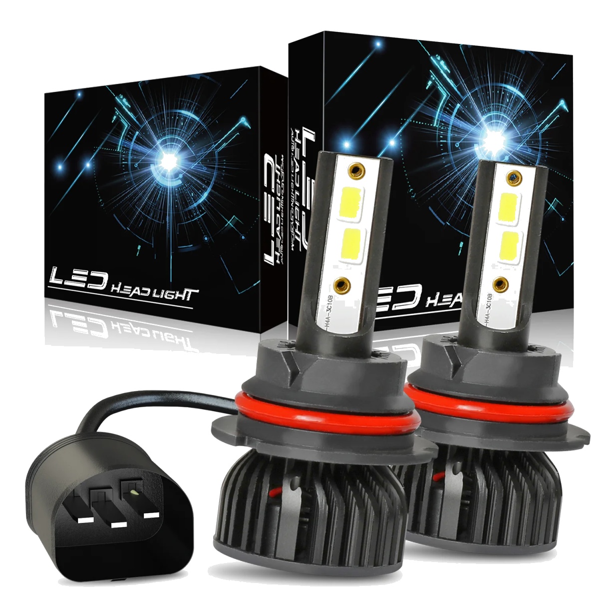 Plug and Play LED Headlight Pair for Mitsubishi Lancer 2003-2008, LH RH Full LED Front Head Lamp ...