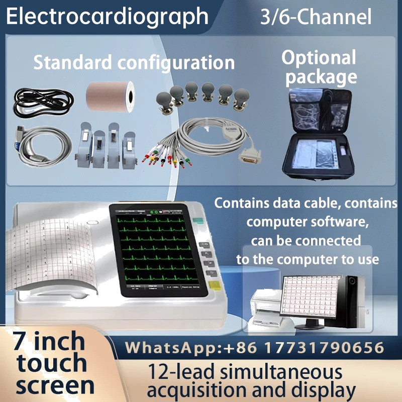 7&amp;amp;quot; Touch Screen 3 Channel Digital Veterinary ECG Machine, Animal Electrocardiograph Made in China