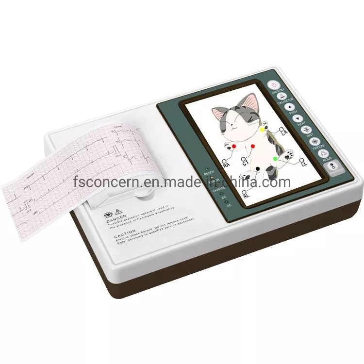 7&amp;amp;quot; Touch Screen 3 Channel Veterinary ECG Analyzer, Digital Animal ElectrocardiogramWaveform Display