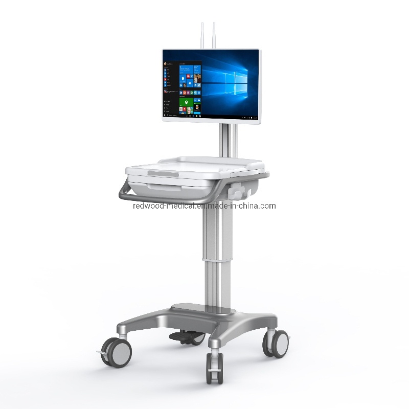 China Computer Medical Cart Equipment First Aid Medical Aluminium ABS Cart Emergency Trolley