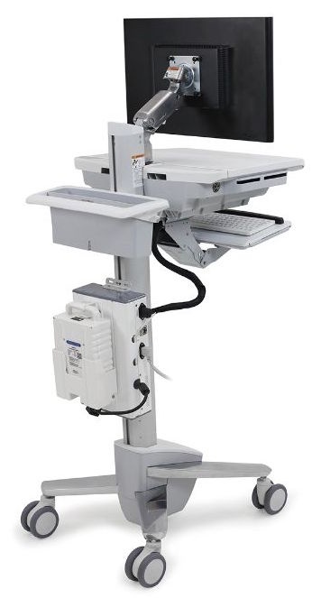 Moving Equipment Medical Computing Cart Hospital Computer Trolley With Dirt Bucket Hospital Monit...