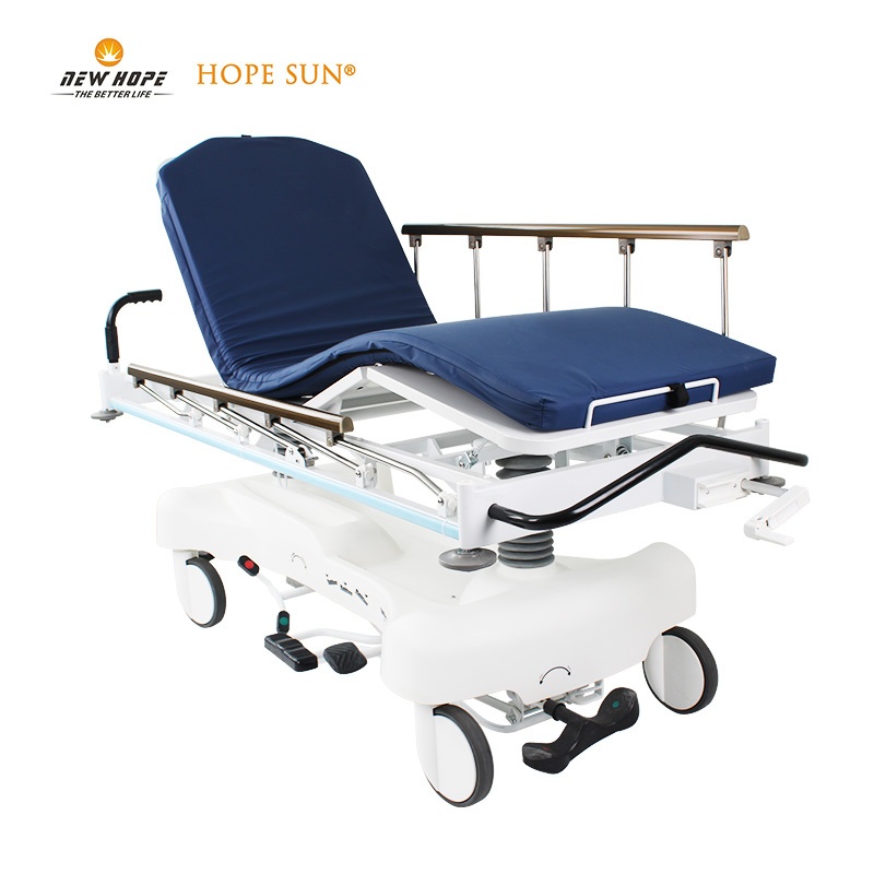 Hospital Bed Luxury Emergency Patient Stretcher Trolley Hydraulic Stretcher Bed with Mattress ABS...