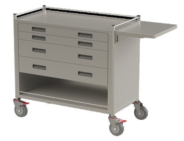 Equipment with Big Drawer Burliness 4 Shelves Endoscope Cart for Clinic