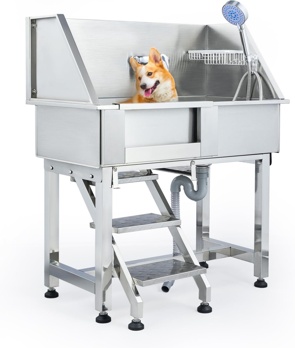 Veterinary Stainless Steel Bath Tub Animal Foldable Elevated Folding Dog Bath Tub