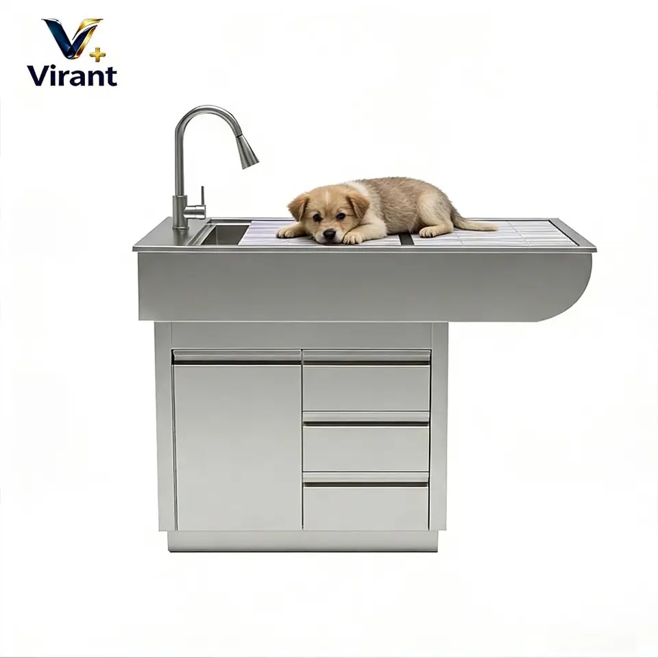 Stainless Steel Surface Veterinary Examination Table for Veterinary Clinic Wooden Examination Table