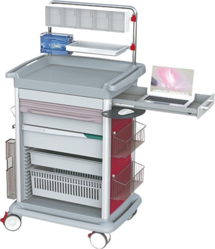 Stainless Steel Medical Equipment Emergency Trolley Cart With Castors