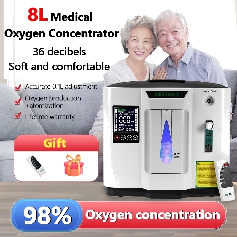 Oxygen Concentrator 90%+ Easy-Read LCD Display Cooling 6PSI Humidifier Bottle Flexible Castors Ho...