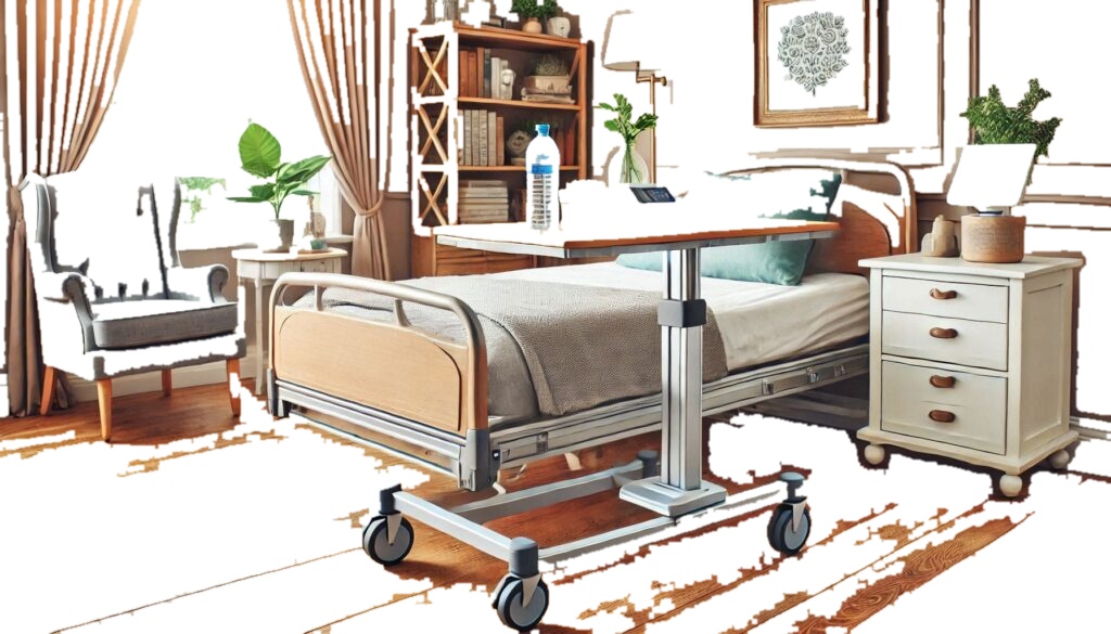 Manual Hospital Bed with Bedside Table