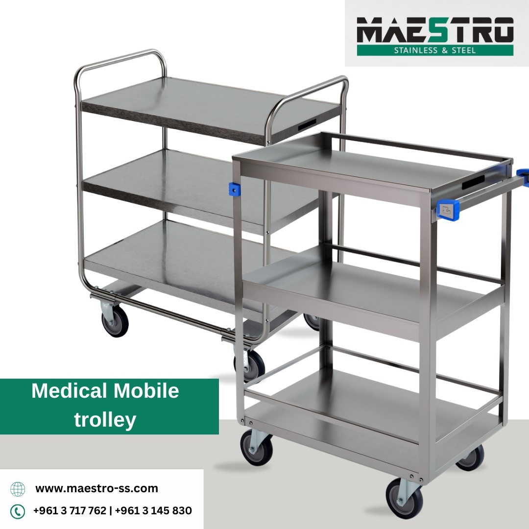 Modern Stainless Steel Ergonomic Medical Trolley